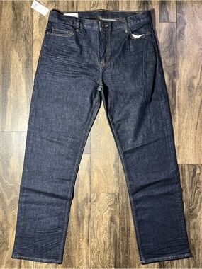 Banana Republic Denim Straight Dark Rinse Wash Jeans Blue Stretch Mens 35x32 NWT